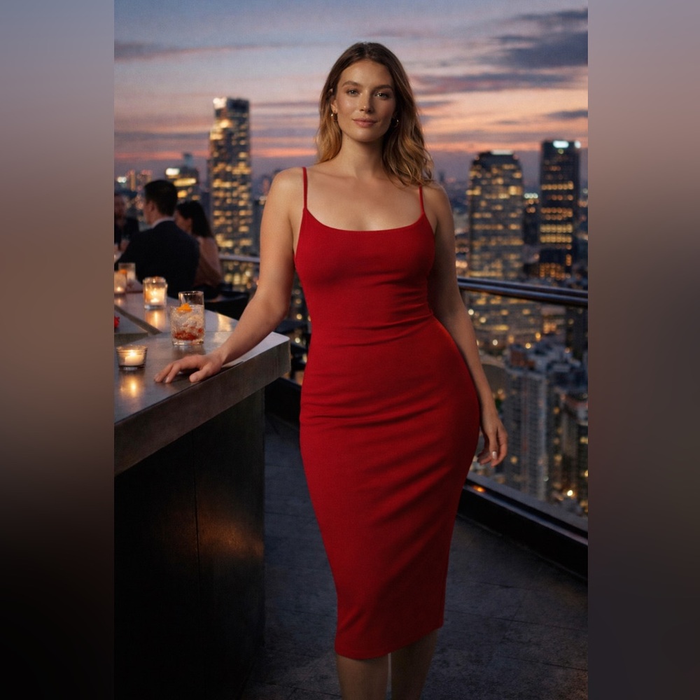 Reformation Red Midi Slip Dress